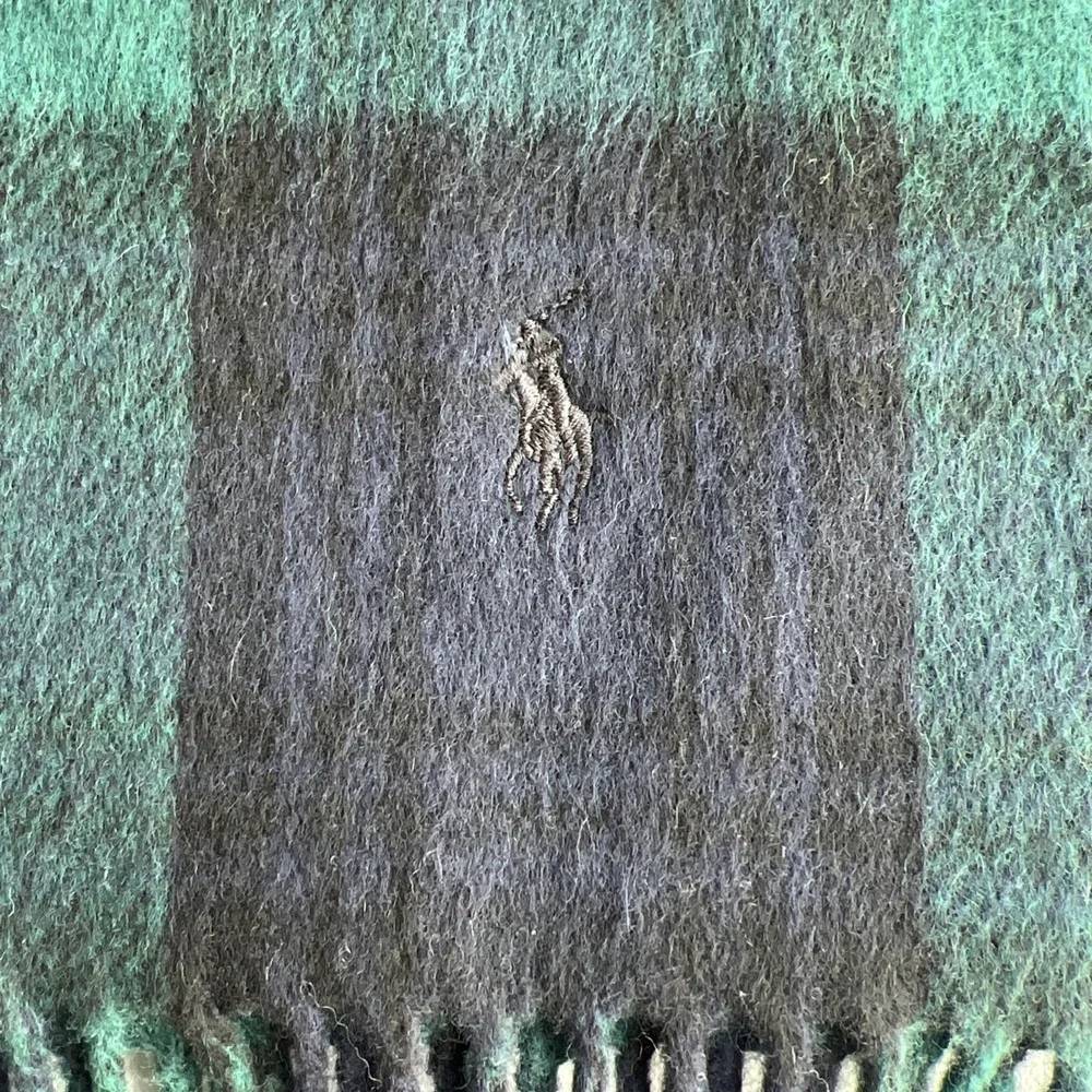 Polo Ralph Lauren Scarf Plaid Lambswool Blend Blue Green Black Tartan Classic